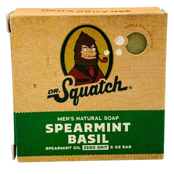 2x Dr. Squatch SPEARMINT BASIL All Natural 5oz Bar Soap for Men with Zero Grit, - Picture 2 of 5